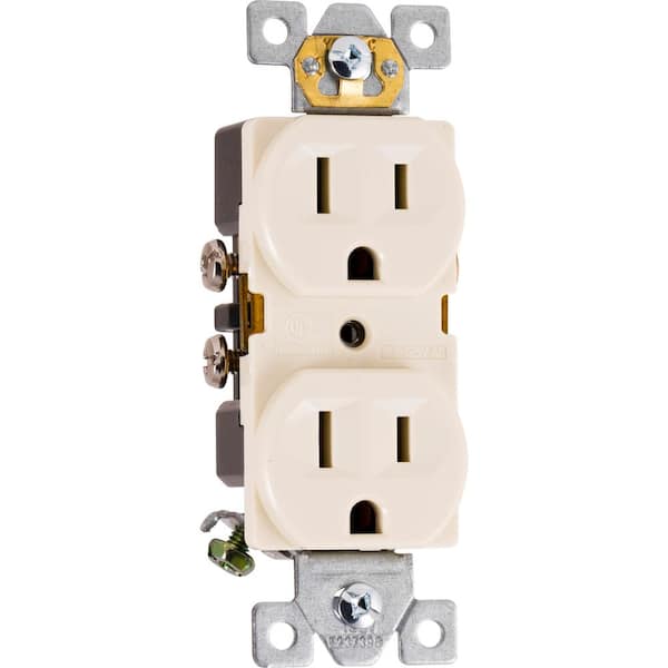 GE 15-Amp Heavy Duty Grounding Duplex Receptacle 2-Outlet, Light Almond