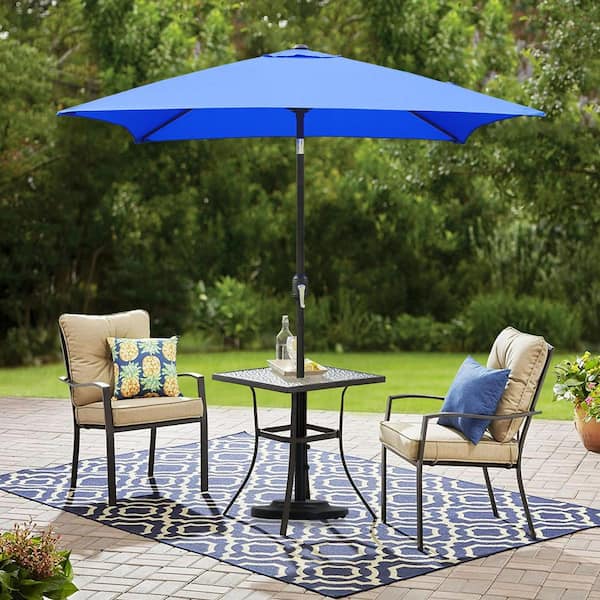 6.5 ft. Steel Crank and Tilt Square Market Patio Umbrella in Blue