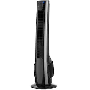 38 in. 4 Fan Speeds Oscillation Tower Fan in Black with Remote Control for Home or Office