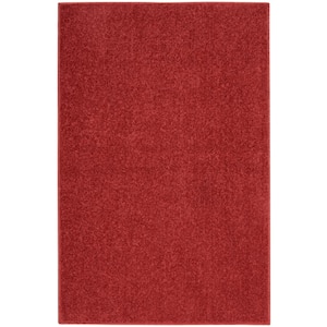Essentials doormat 2 ft. x 4 ft. Brick Red Solid Contemporary Indoor/Outdoor Patio Kitchen Area Rug