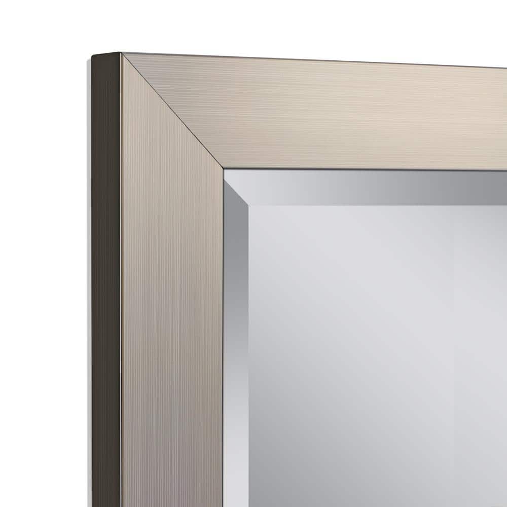 Modern Brushed Nickel Rectangular Wall Mirror 28 x 40 Inch