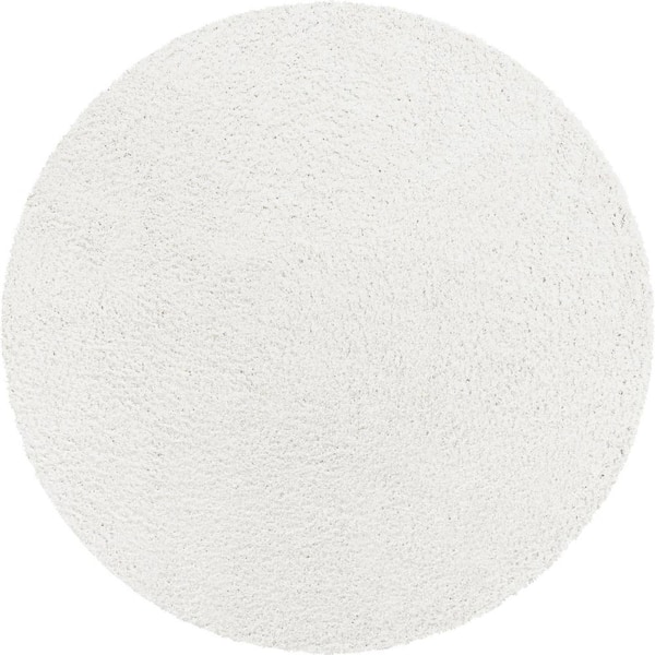 Unique Loom Davos Shag Ivory 2 ft. Round Area Rug