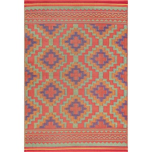 Sunset Multi-Color 4 ft. x 6 ft. Geometric Indoor/Outdoor Area Rug