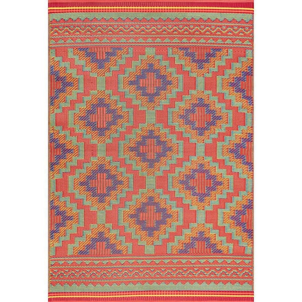 Sunset Multi-Color 9 ft. x 12 ft. Geometric Indoor/Outdoor Area Rug