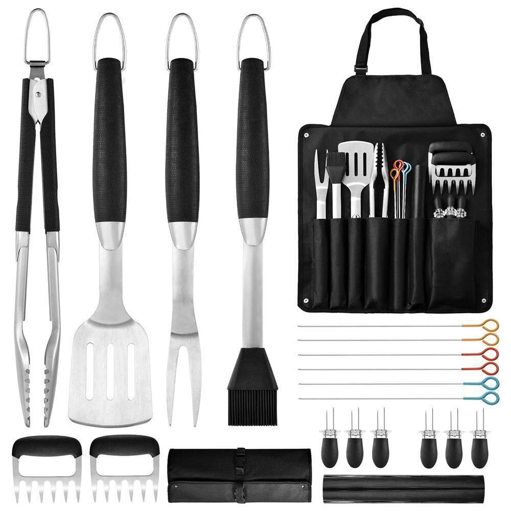 Dyiom Standard Black and Silver 24-Piece Stainless Steel BBQ Accessories  for Outdoor Kitchen Accessories with Storage Box Bag B09TW4L3LK - The Home  Depot