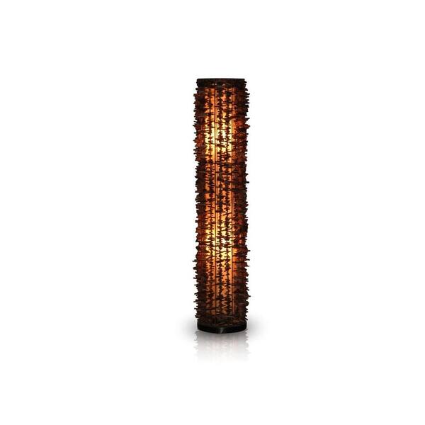 Jeffan Harold 59 in. Dark Brown Decorative Floor Lamp with Natural Rattan Fringe