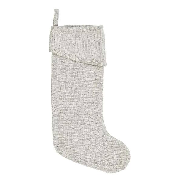 VHC Brands 20 in. Cotton Creme Nowell Farmhouse Christmas Decor Stocking