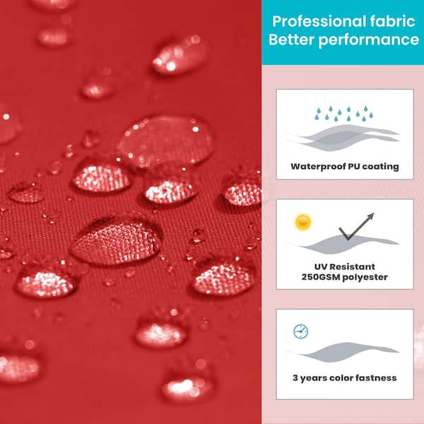 10 ft. x 13.5 ft. Heavy Duty Aluminum Cantilever Offset Tiltable 360° Rotation Patio Umbrella in Red and Umbrella Base