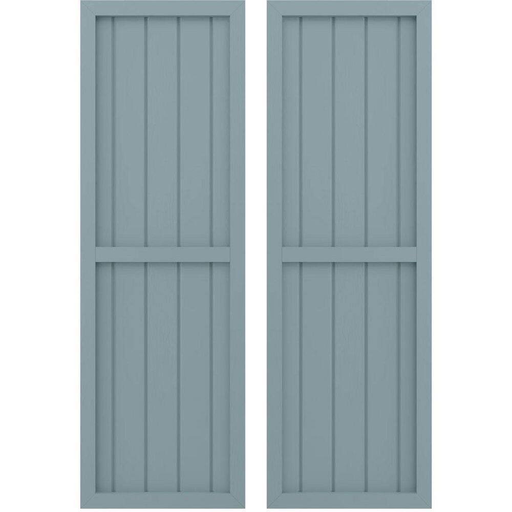 17-1/2 in. W x 55 in. H Americraft 5-Board Real Wood 2 Equal Panel Framed Board and Batten Shutters in Peaceful Blue price history on PriceWatchPro