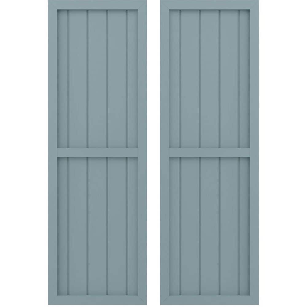 17-1/2 in. W x 78 in. H Americraft 5-Board Real Wood 2 Equal Panel Framed Board and Batten Shutters in Peaceful Blue price history on PriceWatchPro