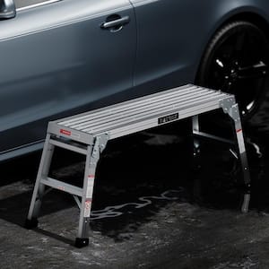 39 in. x 12 in. x 20 in. Portable Aluminum Work Platform, Folding Step Ladder with Non-Slip Mat, 225 lbs. Load Capacity