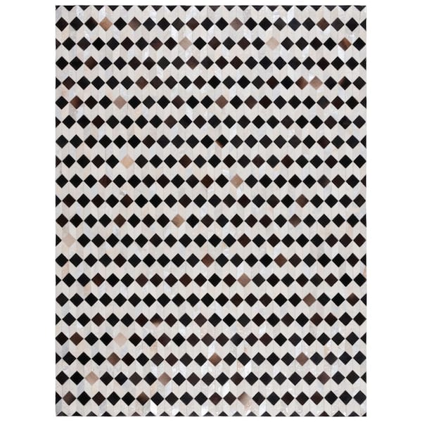 Studio Leather 8 ft. x 10 ft. Beige/Black Cubed Area Rug
