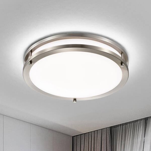 C Cattleya 15.75 in. Dimmable 25W Selectable LED Flush Mount 3000K/4000K/5000K -Brushed Nickel