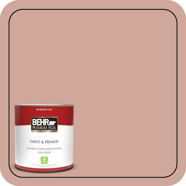 BEHR PREMIUM PLUS 1 qt. #PPU2-08 Pink Ginger Flat Low Odor Interior Paint & Primer