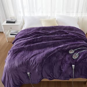 Beautyrest 80 in. x 84 in. Heated Microlight to Berber Purple Full Blanket BR54 1941 The Home Depot