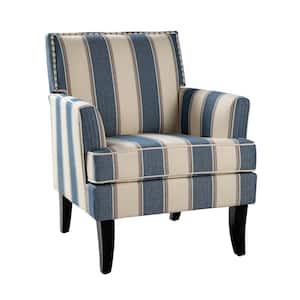 Herrera Contemporary Stripe Nailhead Trim Armchair with Tapered Block Wooden ft.