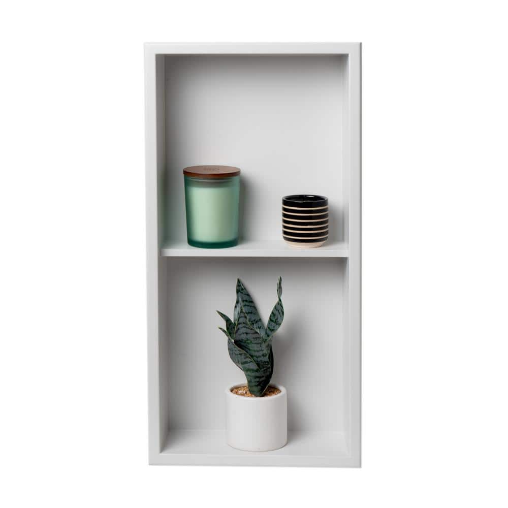 Matte White Stainless Steel Double Shelf Shower Niche