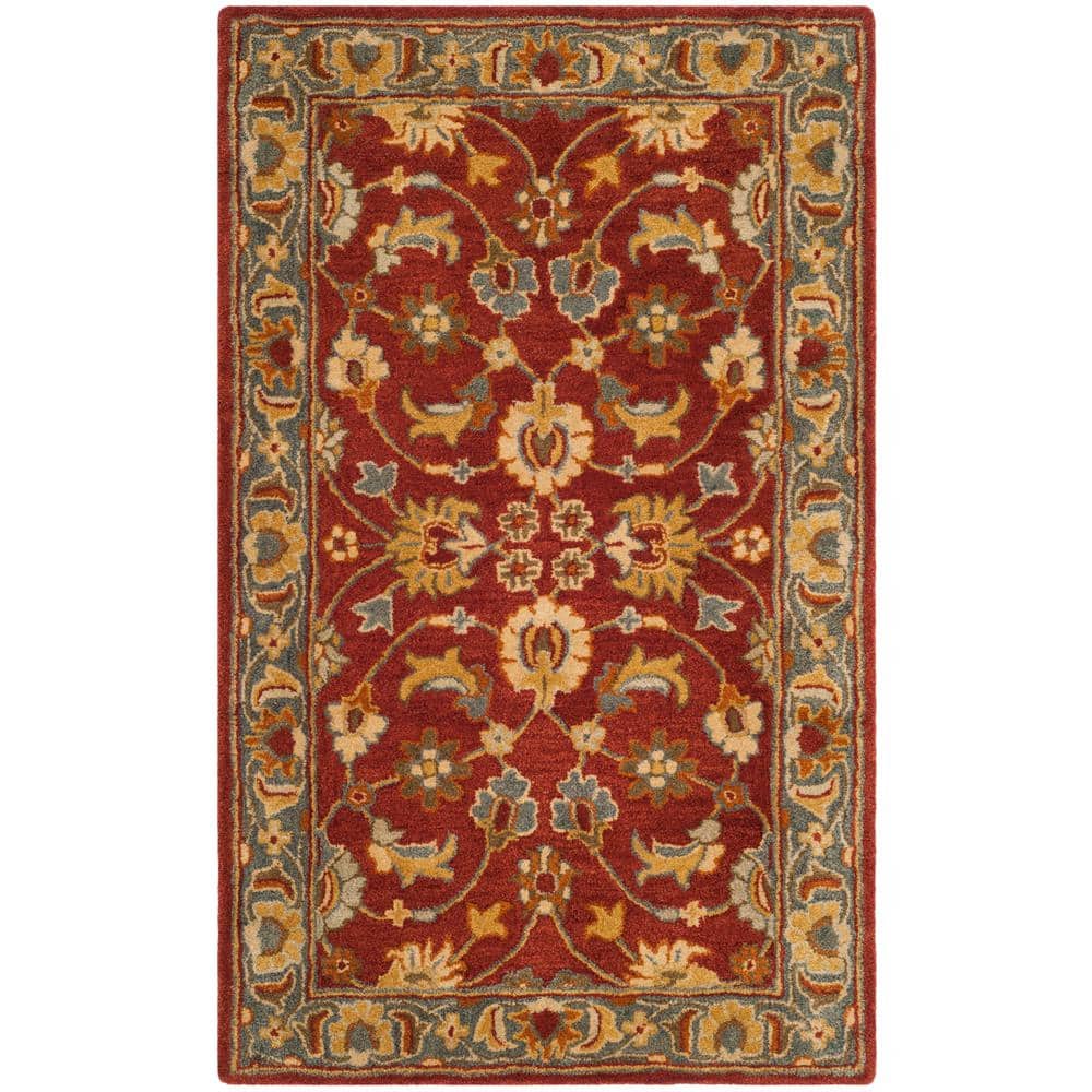 Handmade Red Wool Tufted Rectangular Area Rug 3' x 5'
