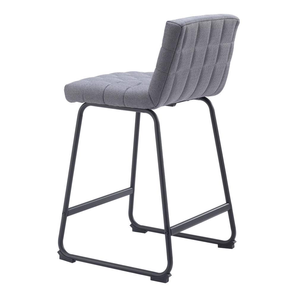 Gray Tufted Metal Frame Counter Stools, Set of 2