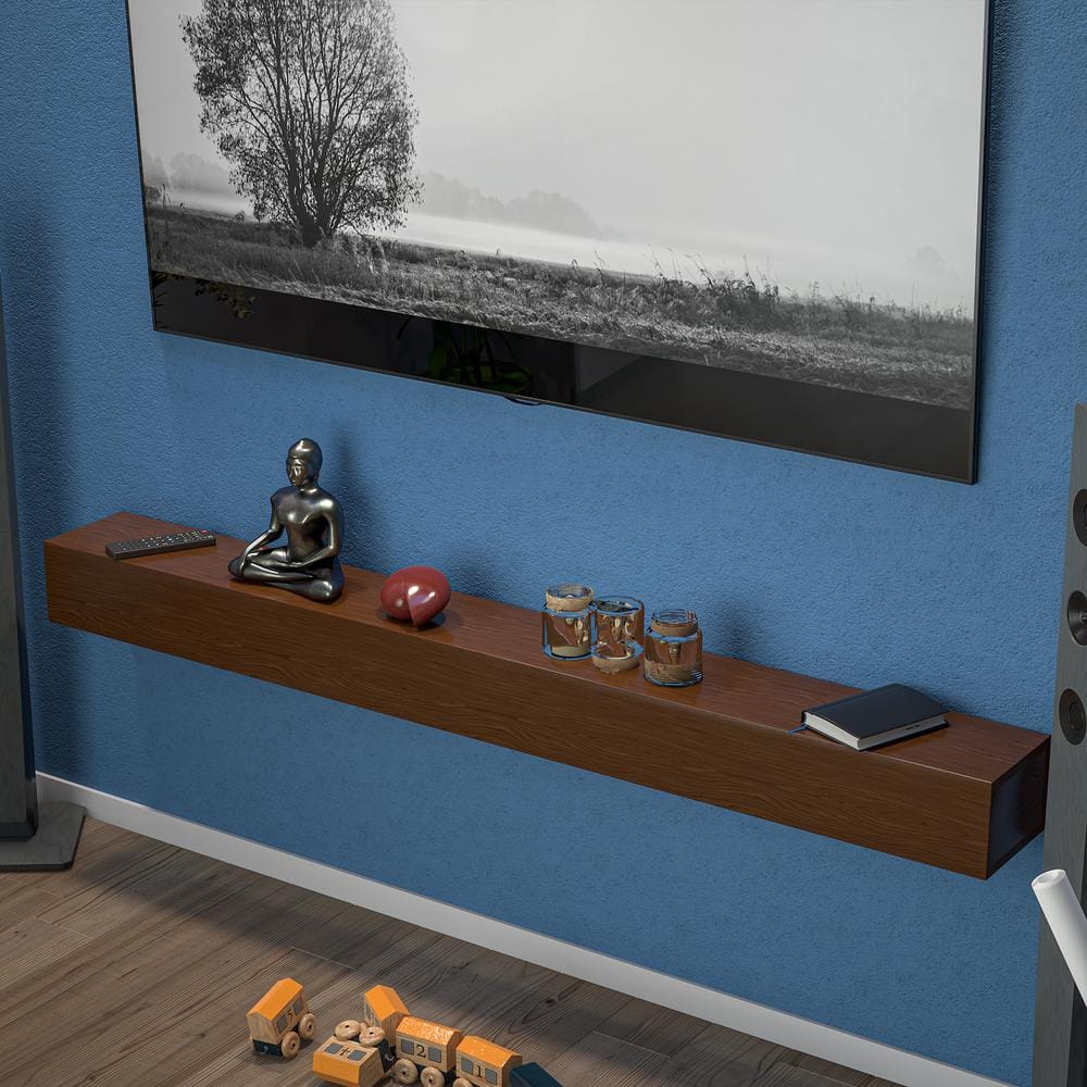 72 in. W x 8 in. D Brown Wooden Fireplace Mantel Modern Floating Shelf Cap-