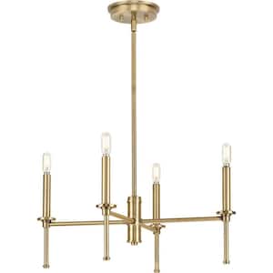 Elara 22.87 in. 4-Light for Dining Room Vintage Brass New Traditional Chandelier Light for Dining Room