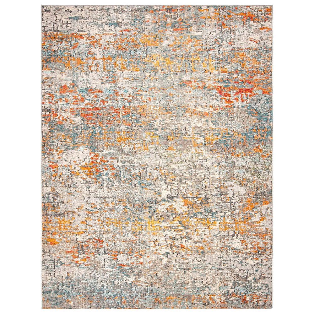 Orange Polypropylene 8 ft. x 10 ft. Abstract Indoor Area Rug