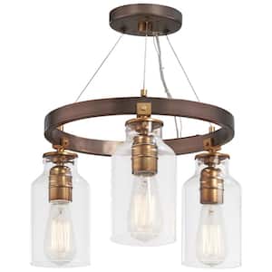 Morrow Collection 3-Light Harvard Court Bronze with Gold Highlights Semi-Flushmount