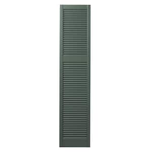 14.50 in. x 66.62 in. Cottage Style Open Louvered Polypropylene Shutters Pair in Green