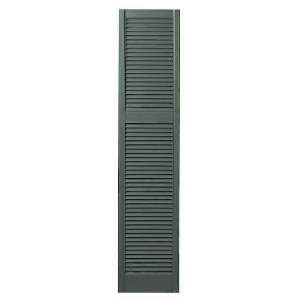 Ply Gem 15 in. x 67 in. Cottage Style Open Louvered Polypropylene Shutters Pair in Green