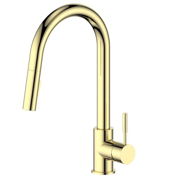 ZLINE Kitchen and Bath ZLINE Gemini Single Handle Standard Kitchen Faucet in Polished Gold