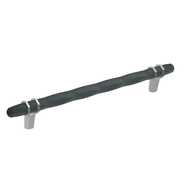 Amerock London 8 in. (203mm) Modern Black Bronze/Polished Chrome Bar Cabinet Pull