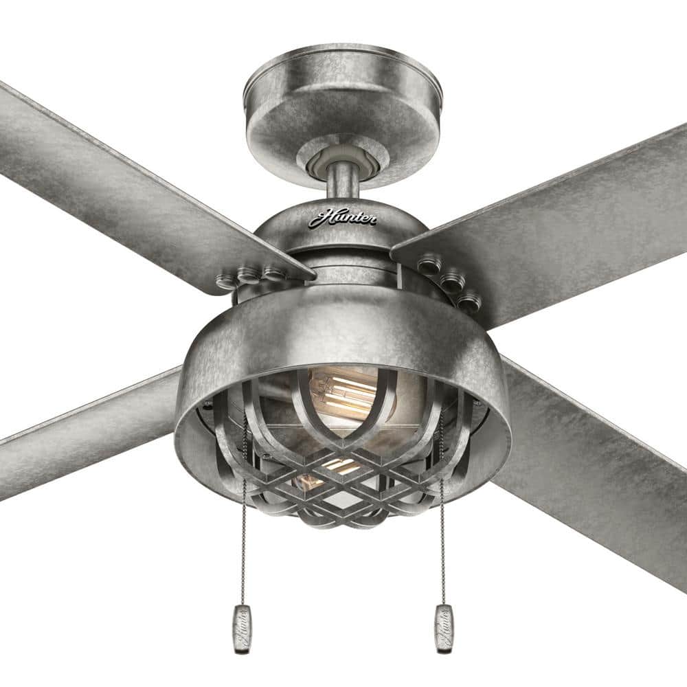 52" Painted Galvanized 4-Blade Ceiling Fan with LED Light Kit