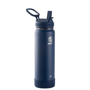Actives 24 oz. Midnight Insulated Stainless Steel Water Bottle with Straw Lid