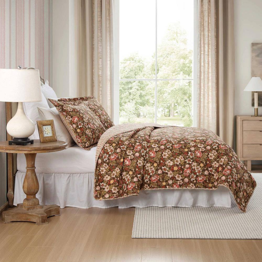Marta Twin Reversible Brown Cotton Quilt Set