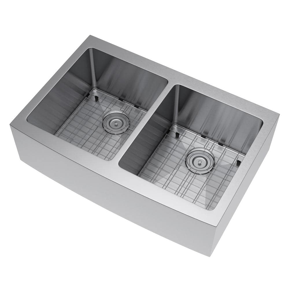 37-Inch Stainless Steel Farmhouse Double Bowl Kitchen Sink