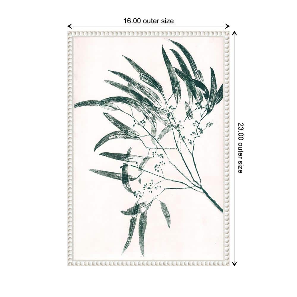 Eucalyptus Green Graphic Art on Canvas with White Frame