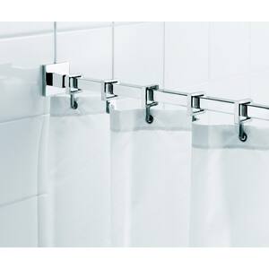 Croydex Telescopic Shower Cubicle Curtain Rod Extends from 700mm to 1220mm Silver 