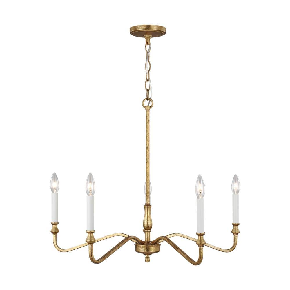 Generation Lighting Lanne 5-Light Antique Gild Classic Traditional Hanging  Candlestick Chandelier 3001905-775 - The Home Depot