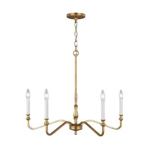 Lanne 5-Light Antique Gild Classic Traditional Hanging Candlestick Chandelier