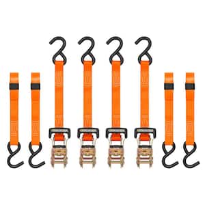 10 ft. Orange Padded D-Handle Heavy-Duty Ratchet Tie Down Straps with 1,000 lb. Safe Work Load - (4-Pack)