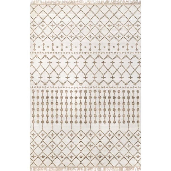 nuLOOM Rosalie Modern Moroccan Trellis Beige 8 ft. x 10 ft. Indoor/Outdoor Patio Area Rug