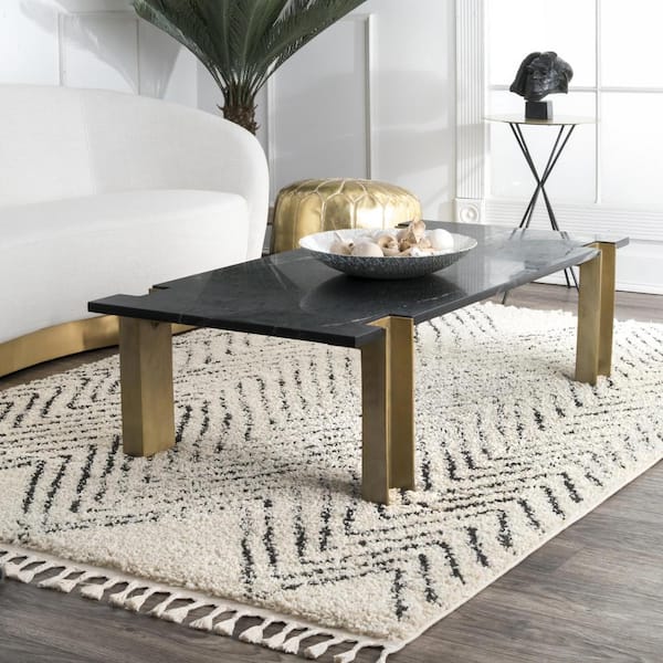 Amanda Moroccan Chevron Tassel Off-White 8 ft. Square Rug