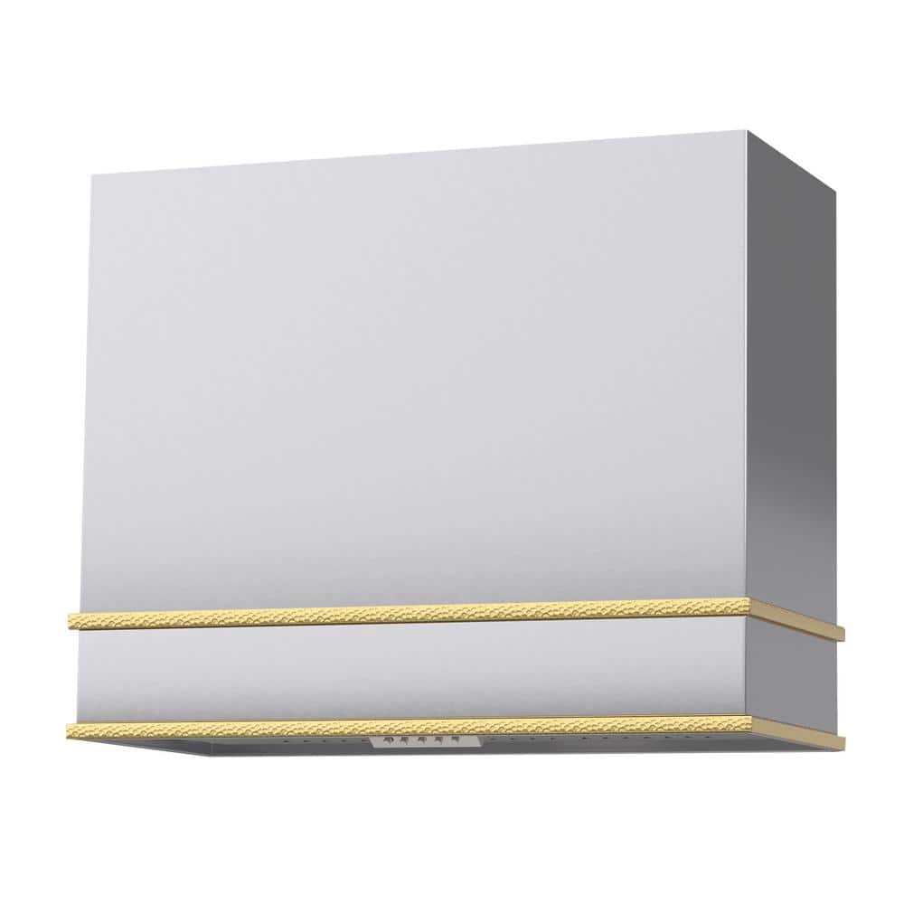 36 in Stainless Steel Range Hood with Vent Motor, 600 CFM, 3-Speed, Wall Mount, in Brushed Stainless Steel with Gold