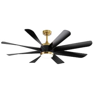 Hector 60 in. Integrated LED Indoor Black-Blade Gold Ceiling Fan with Light and Remote Control Included