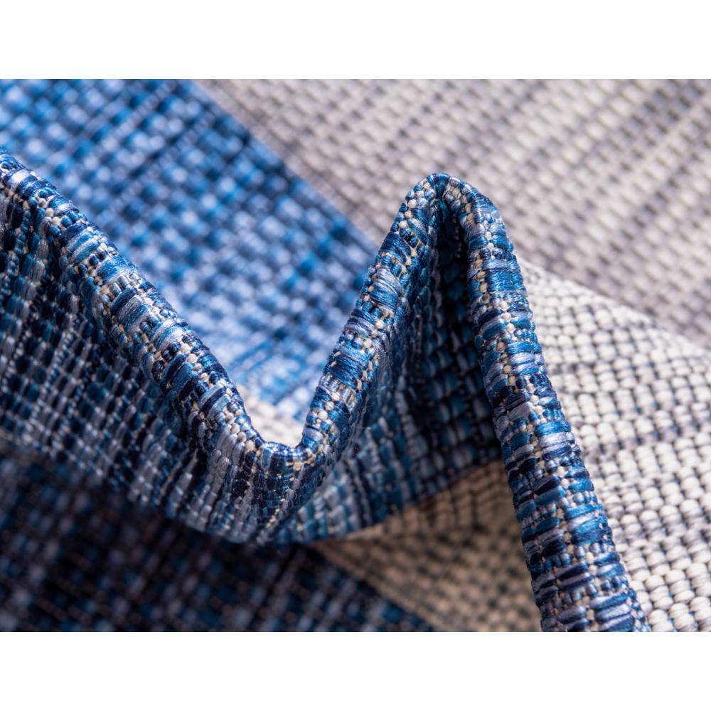 Blue and White Striped Outdoor Synthetic Rug, 9' x 12'