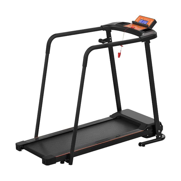 Tidoin 2.5 HP Black Metal Foldable Electric Treadmill with Stable and Safe Structural Design, LED Display, Long Handrail