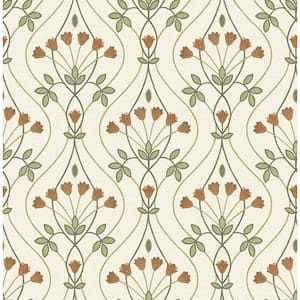 Dard Green Tulip Ogee Wallpaper Sample