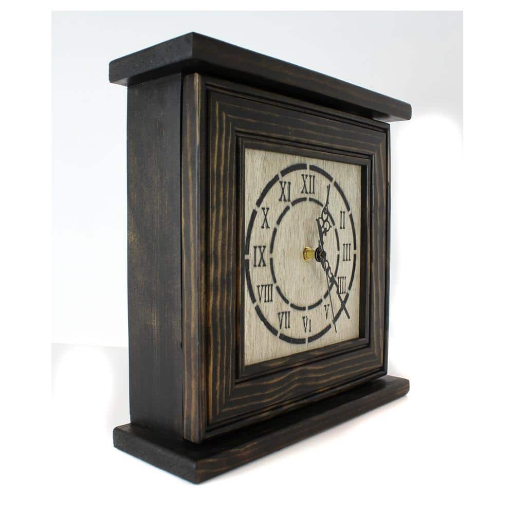 Dark Walnut Veneer Mantel Clock with Secret Compartment