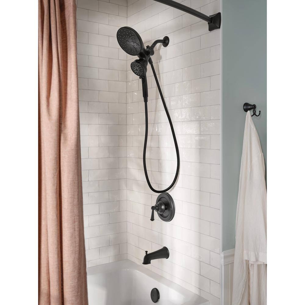 Matte Black Lever Handle Wall Mounted Tub and Shower Faucet