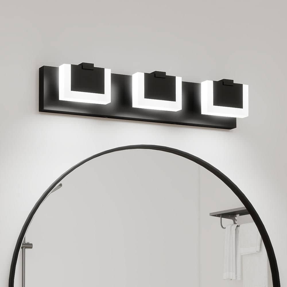 22 in. 3-Light Integrated LED Matte Black Bathroom Vanity Light with Dimmable 6000K Light price history on PriceWatchPro